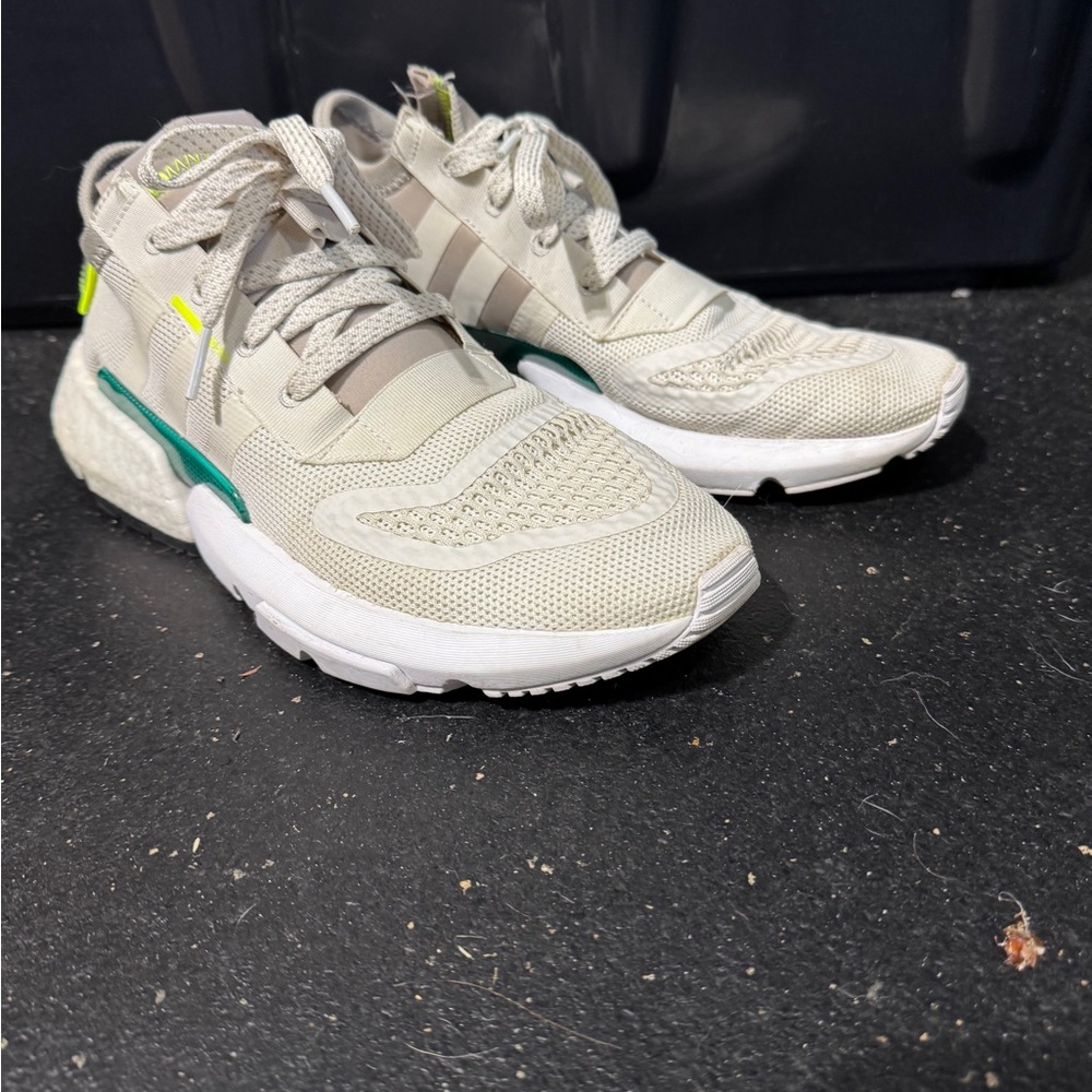 Adidas Cream and Green Athletic Shoes